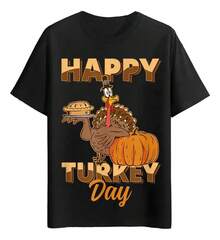 Playeras Día De Turquía Feliz - Negro - Ver 2