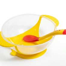Conjunto Prato Infantil  + Colher Com Ventosa Bowl Tigela - Verde/Branco - Visão 3