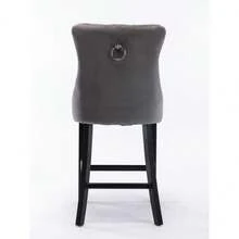 Set Of 2 Bar Stools With Velvet Upholstery / Medieval-Modern Style Bar Stools / Weight Capacity Up To 300 Lbs / High-Elasticity Foam / Suitable For Restaurants Or Kitchens - 灰色 - 查看 7