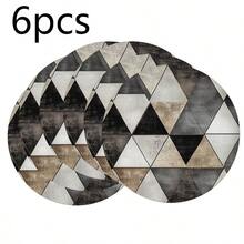 Round Polyester Placemat 36*36cm, Vintage Geometric Triangle And Gold Marble Print, Waterproof Heat-Resistant Washable, For Dining Table Decoration And Heat Insulation - Multicolor - View 21