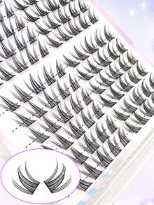 100 piezas de extensiones de pestañas individuales en racimo segmentado de longitud mixta de 11-13mm, extensiones de pestañas individuales puntiagudas - Negro - Ver 8