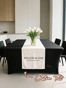 Custom Logo Booth Table Runner | Personalized Linen Or Canvas Table Runner, Suitable For Craft Fairs, Farmers Markets And Small Business Displays - Multicolor - View 1