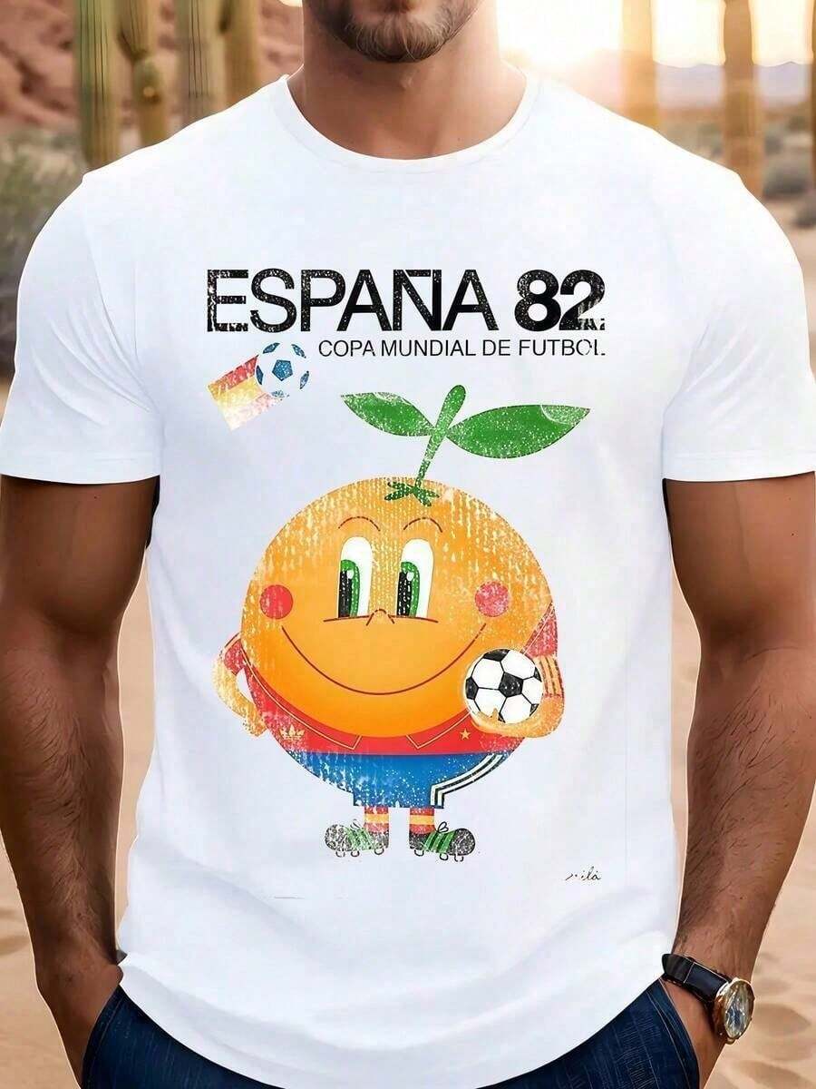 Retro-Fußballmeisterschaftstrikot von 1982 für Herren, klassisches spanisches Liga-T-Shirt mit Aufdruck - Weiss - Übersicht 1