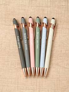 Customizable Multi-Color Metal Ballpoint Pens, 6pcs - Retractable, Lightweight & Durable, Optional - Suitable For Business, Office Supplies, School, Back To School And Graduation Gifts, Teacher Classroom Essentials, Personalized Pens - 套裝 - 查看 2