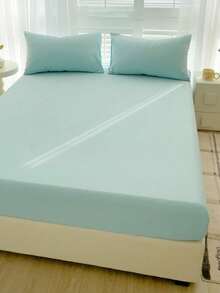 Camel Color Brushed Skin-Friendly Soft Comfortable 3 PiecesBed Sheet Set - Cadet Blue - View 4