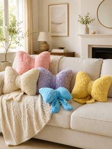 Bowknot Throw Pillow, Soft Plush Decorative Bowknot Pillow, Suitable For Sofa Bed, Bowknot Shaped Throw Pillow, Bedroom Room Decor, Living Room Decor Bowknot Throw Pillow - Pink - View 2
