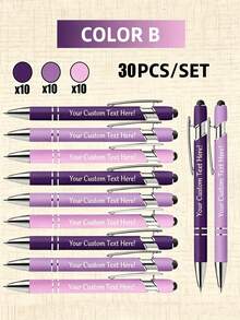 12/30pcs Personalized Engraved Metal Ballpoint Pen Set With Stylus Tip, Medium Nib, Custom Business Office Writing Pens, Personalized Graduation Keepsake - Sets - View 2