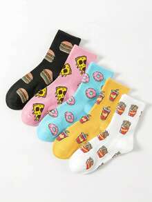 5 pares de calcetines de mujer de moda de dibujos animados - Multicolor - Ver 4