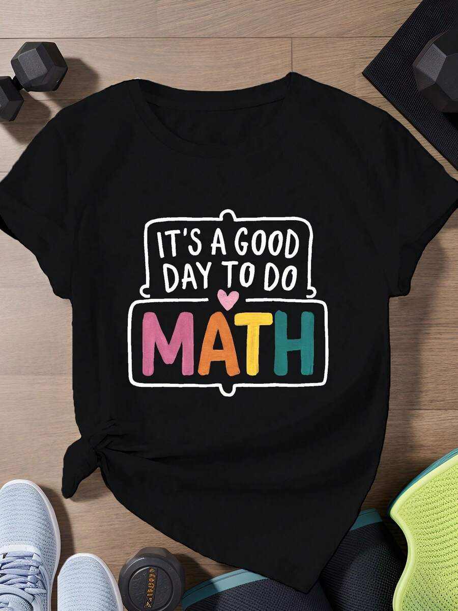 Playera negra informal para outfits diarios, estilo urbano con estampado de letras, ideal para verano y otoño, apta para todas las estaciones - Negro - Ver 1