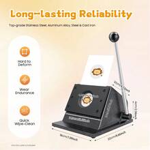 SanBouSi 1.9 Inch Round Badge Punch Die Cutter, Professional Hand Press For Paper Cardboard Photo Film, Sharp Quenched Blade, Stable Base For DIY Button Mirror Medal Making - Black - View 8