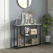 Console Table, Entryway Table With 2 Shelves, Side Table, Coffee Table With Anti-Tip System, Steel, White, 100 X 30 X 80 Cm, For Living Room And Entryway - 白色 - 查看 9