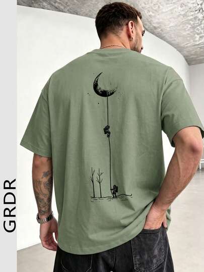  GRDR Men's Fashionable Printed Loose Short Sleeve T-Shirt | Exquisite Design | Summer Essential | Easy To Match, Showcasing Your Style