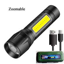1pc High Power LED COB Rechargeable Mini Flashlight, Portable Outdoor Searchlight For Fishing, Emergency And Work - Style a - View 16