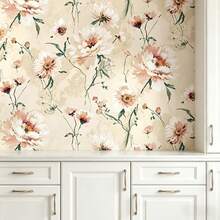 1 Roll Self-Adhesive Peony Wallpaper PVC Tear-Resistant Moisture-Proof Decorative Sticker For Rental Home Entryway Cabinet Countertop Furniture Renovation Wall Paper 17.7inX39.3/118.1/196.8in - Peony - View 9