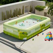 Large Inflatable Swimming Pool With Cute Monster Print, Perfect For Family Water Play, Suitable For Spring, Summer, Autumn Backyard Pool Parties, Foldable And Easy To Carry - A - View 5