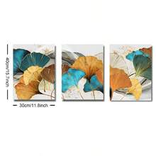 3pcs Ginkgo Biloba Pattern Unframed Painting, Modern Chemical Fiber Unframed Painting For Home,Wall Art,Canvas,Poster Gifts Birthday Graduation - Apricot - View 8