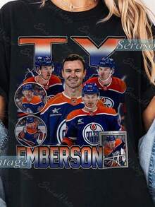 Ty Emberson Shirt, Edmonton Hockey Sweatshirt, Hockey Fan Shirt, Emberson T-Shirt, Bootleg Rap Tee, Hockey Player Tshirt - Black - View 1