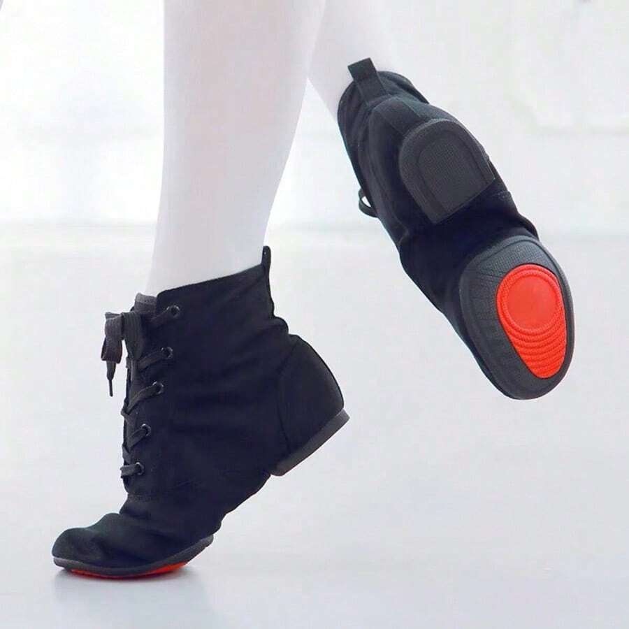 1 Pair Adult High-Top Jazz Dance Boots, Outdoor/Indoor Soft Sole Practice Dance Shoes, New Style, Multiple Colors Available: Red / Black / Beige / Brown (True To Size, Wide Or Full Feet Please Choose One Size Up) - Black - View 1