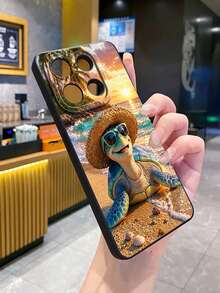 1pc Smiling Camera Anti-Drop Phone Case UV Printed Compatible With Samsung/Galaxy///// Android Models - Black - View 6