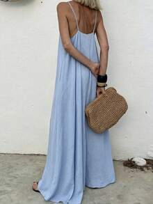 Vestido de Primavera/Verano con Escote en V y Espalda Descubierta, Estilo Bohemio, Playa, Boda, Uso Diario - Lavado ligero - Ver 2