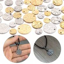10pcs Stainless Steel French Embossed Bracelet Pendants - Nordic Style Charms For DIY Jewelry Crafting, Bracelet Pendant, Stainless Steel, French Embossed, Single Hole - Multicolor - View 4