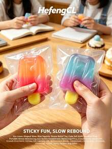 1pc Slow Rebound Gradient Color Popsicle Squeeze Toy, Transparent TPR Material Stress Relief Toy, Ice Cream Shaped Fidget Toy, Soft And Stretchable, Helps Relieve Anxiety, Suitable For Teens, Summer Party Gift, Thanksgiving Gift, Christmas Gift, Halloween Gift, Christmas Stocking Filler - Multicolor - View 11