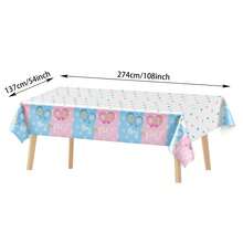 1/3 Peças Toalhas de Mesa Descartáveis de Plástico Azul e Rosa, Toalhas de Mesa para Revelação de Gênero, Suprimentos de Decoração de Festa Azul e Rosa, 54X108 Polegadas - Multicolorido - Visão 6