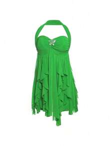 Women Short Dresses - Green - View 6