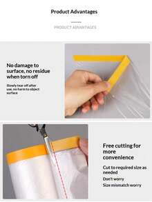 Self-Adhesive Transparent Dust Cover For Home, Extra-Large Elastic Tape-Style Dorm Plastic Film, Waterproof And Dustproof Furniture Cover - Waterproof, Odorless, Heavy-Duty PE Plastic Sheet, Suitable For Painting, Sanding, Car And Home Protection, Also Covers Bed, Sofa, Desk, Cabinet. Seamless Cover Versatile Room Decor Dust Cover, Dustproof And Moisture-Proof Whole House Home Decor Protective Cover, Invisible Flat Wall Decor Dust Cover, Waterproof And Moisture-Resistant Bathroom Decor Dust Cover, Soft-Touch Dust Cover For Autumn Seasonal Decor, Creative Atmosphere Halloween Decor Dust Cover, Random Style. - Multiple Styles - View 8