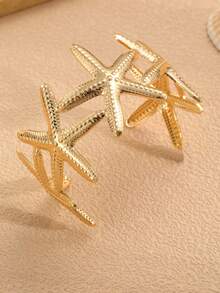 NAIZHU 1/3pcs Teen Fashion Ocean Style Starfish Shell Conch Metal Bracelet Daily Party Vacation Accessory - Gold - View 5