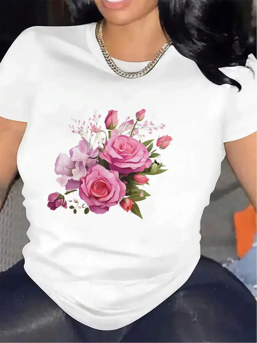 Camiseta moderna de poliéster de manga corta con estampado, adecuada para uso en restaurantes, disponible en múltiples colores, duradera y cómoda, ideal para cenas informales y uso doméstico - Blanco - Ver 1