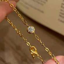 法式復古 18K 金鍍圓形鋯石細緻極簡鏈條手鍊 女款珠寶 - 金色 - 查看 6