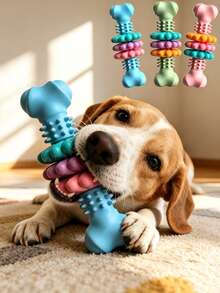 Indestructible Dog Chew Bone Toy, Durable TPR Rubber For Aggressive Chewers, Bone-Shaped Training Toy, Small/Medium Dog Teeth Cleaning Chew Toy, Solution For Relieving Boredom And Destructive Chewing, Perfect Gift For Your Beloved Pet - Multicolor - View 1