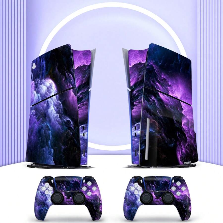 Cross-Border Hot Seller 6pcs Purple Cloud Pattern Stickers For P5 Slim Optical Drive Game Console, Dust-Proof And Wear-Resistant - View 1