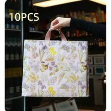 5/10/20pcs Floral Pattern Thickened Gift Packaging Bags, Waterproof Reusable Tote Bags, Women's Large Capacity Shopping Bags, Suitable For Travel, Shopping, Daily Use, Holidays, Parties, Birthdays, Gift Giving And More - View 9