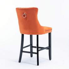 Set Of 2 Bar Stools With Velvet Upholstery / Medieval-Modern Style Bar Stools / Weight Capacity Up To 300 Lbs / High-Elasticity Foam / Suitable For Restaurants Or Kitchens - 橘色 - 查看 9