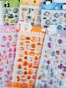 Cute 3D Animal Embossed Resin Stickers, Rabbit Dog Cat Crystal Decals, DIY Laptop Water Bottle Phone Case Decorative Stickers - Multicolor - View 2