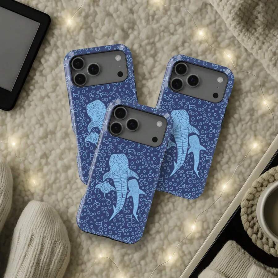 cover con design floreale blu oceano per iPhone 17 16 15 14 13 12 11 Pro Max, cover floreale per Samsung S21 S22 S23 S24 S25 Ultra - Custodia resistente e lucida - Visualizzare 1