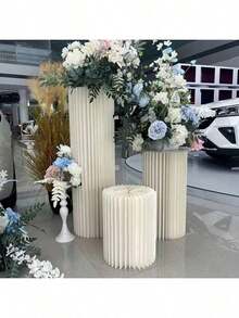 1pc Elegant Wedding Foldable Cylindrical Paper Roman Column, Wedding Display Rack Decoration, Foldable Decor, Perfect For Wedding Dessert Table Scene Decoration, Mall Window Display And Birthday Party Arrangement Decoration - A - View 8