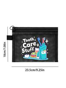 Star Teeth「Tooth Care Stuff」卡通字母圖案透明收納袋，網格便攜化妝包，盥洗用品收納袋，旅行化妝包；度假必備海灘收納用品；返校、寄宿學校、週末度假與日常通勤收納袋；可折疊輕量化妝包，適合商務旅行與便攜隨身包，小化妝包，化妝品收納盒，收納袋，大容量收納袋，送給女性、返校、情侶、父親節、生日的創意禮物 - 彩色 - 查看 11