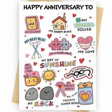 1PC-Happy Anniversary Greeting Card With Envelope, Funny Anniversary Card For Husband/Boyfriend, Creative Wedding Anniversary Gift Card For Men - A - View 6