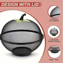 1/2/3pcs Set Heavy Duty Metal Fruit Basket With Mesh Cover - Rust-Proof Design, Breathable, With Hanging Hole, Apple-Shaped Metal Structure, Suitable For Kitchen, Camping, Picnic, Christmas Decoration - Reusable Fruit Storage Basket - View 3