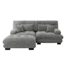 Sofa 220 cm de Chenille para hogar - Gris, 2 plazas - Ver 6