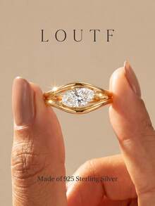 1 buah Cincin Perak Sterling 925 dengan Desain Logo Karyawan Unik dan Kreatif, Cocok untuk Pemakaian Sehari-hari Wanita, Pertunjukan, Kencan, dan Hadiah Liburan - Emas - View 3