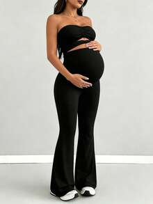 Jumpsuit Hamil Parara, Jumpsuit Hamil Hitam yang Nyaman dan Modis untuk Musim Panas - Hitam - View 11