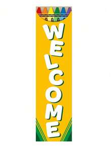1pc "Back To School Welcome" Banner, Suitable As Welcome Sign, Background Decoration, Party Supplies And Photo Props For Kindergarten And Elementary School First Day Of School. This Colorful Vertical Classroom Welcome Banner Helps Create A Warm, Welcoming And Inclusive Classroom Atmosphere. - Multicolor - View 8