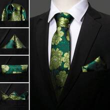 Green Necktie Combo Dress Kit, Classic Accessories For Business Reception, Interview And Daily Formal Wear - Green - View 3