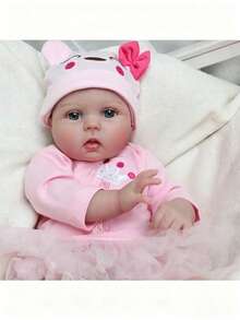 50cm 20 Inch Reborn Baby Dolls Soft Vinyl,3D Painted Skin And Cloth Body For Girls, Realistic Handmade Newborn Bebe Art Toy,Early Childhood Education. - 粉色 - 查看 5