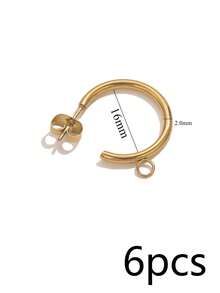 6Pcs 304 Stainless Steel 18K Gold Plated C-Shaped Open Circle Stud Earrings With Jump Ring, DIY Earring Making Supplies/Waterproof And Colorfast - Earrings - View 8