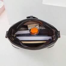 SC252 Vintage Solid Color Crossbody Shoulder Bag, With 2 Straps, Crossbody/Shoulder Carry, Adjustable And Detachable - Black - View 7